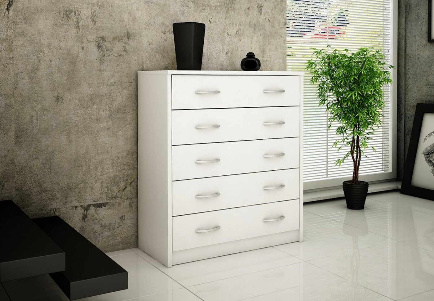 Home Collective Schuhschrank mit 5 aufklappbaren Schubladen, Schuhregal mit 5 Fächern (matte Oberfläche, platzsparende Schuhaufbewahrung) weiche abgerundete Kanten, 74 cm breit, laminierte Platte Weiß von Home Collective