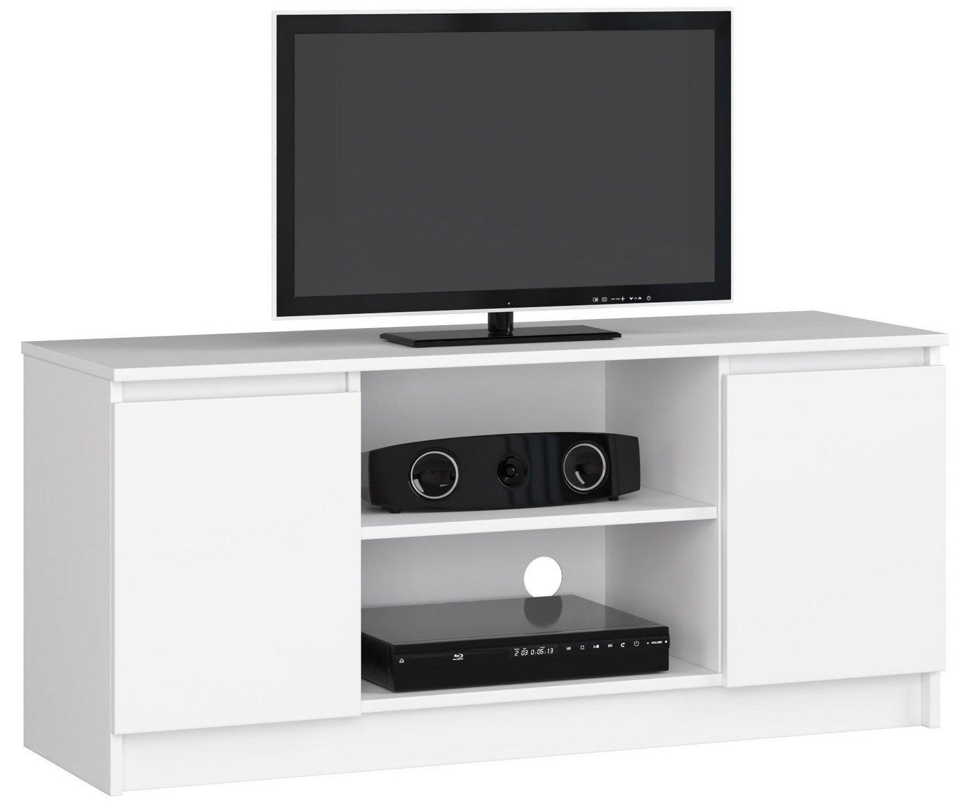 Home Collective TV-Schrank 120cm breit mit zwei Türen und zwei offenen Regalen Lowboard Wohnzimmer Schlafzimmer in weiss von Home Collective