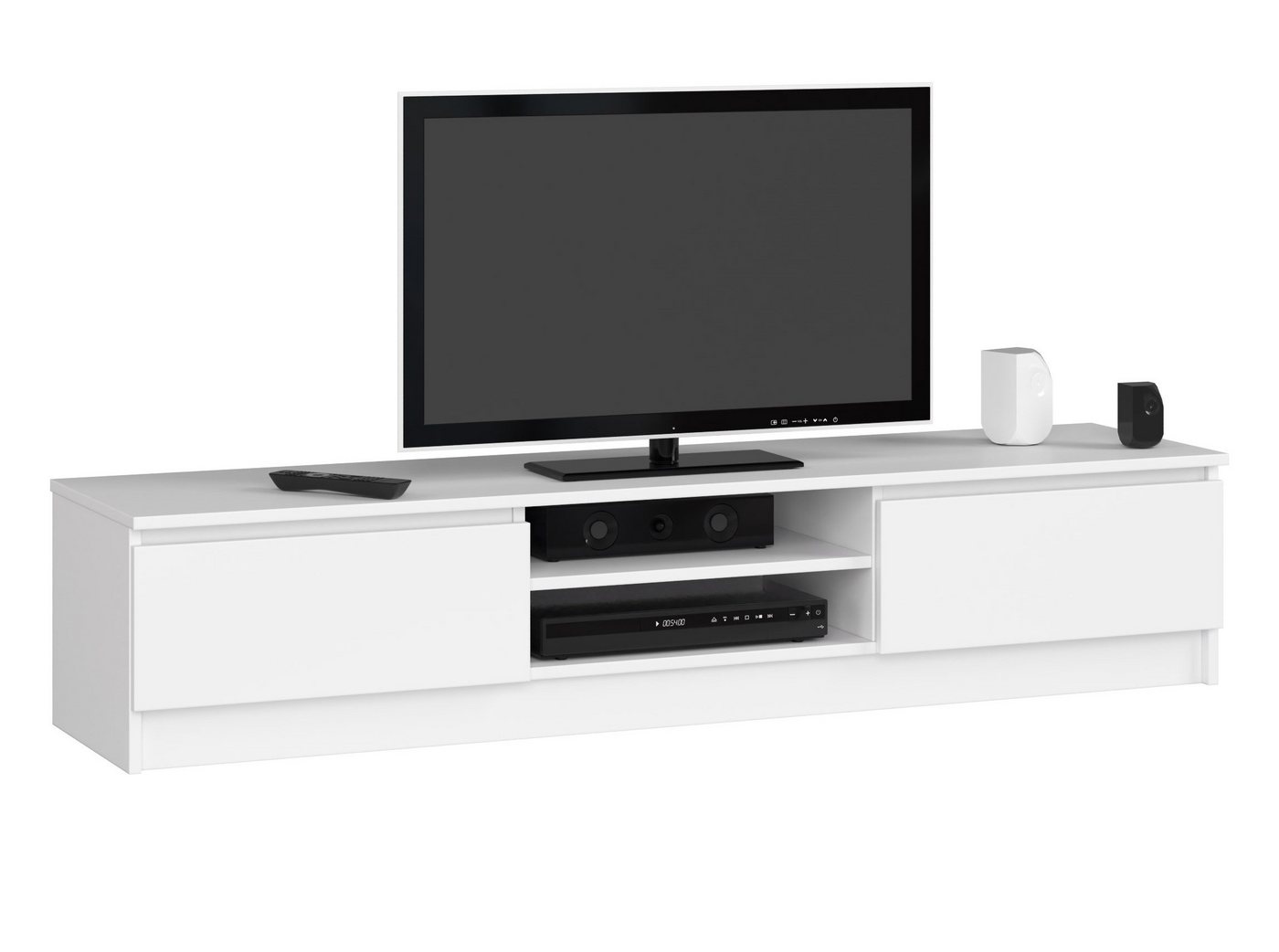 Home Collective TV-Schrank 160cm breit mit zwei Türen und zwei offenen Regalen, moderner Lowboard, Wohnzimmer Schlafzimmer in weiss von Home Collective