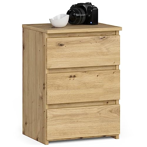 Kommode mit 3 Schubladen Kommode Schlafzimmer Flur Wohnzimmer Organizer Kommode mit Schubladen 40 cm breit 57 cm hoch | Artisan Eiche Holz Highboard Sideboard Mehrzweckschrank Schrank schmal von Home Collective