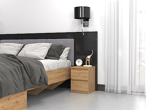 Nachttisch Nachtschrank mit 2 Schubladen Beistelltisch klein schmal 30x30x40 cm Holwerkstoff Artisan Nachttisch Nachtschrank mit 2 Schubladen Beistelltisch klein schmal 30x30x40 cm Holwerkstoff Artisan von Home Collective