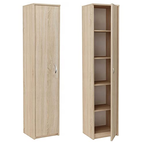 Schrank Mehrzweckschrank Sonoma 40cm Breite 180cm Höhe mit Vier Einlegeböden schmaler Aktenschrank Organizer Kleiderschrank aus MDF Holz von Home Collective