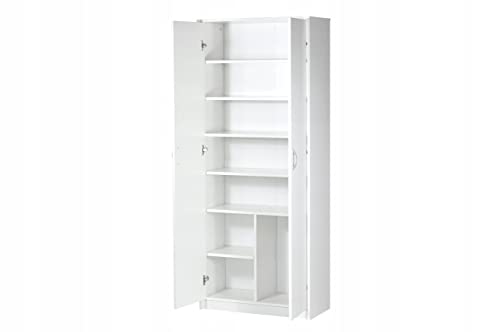 Kleiderschrank Mehrzweckschrank Regal weiß 74cm breit 180cm hoch mit Vier Einlegeböden, Aktenschrank Haushaltsschrank Schrank Organizer aus Holz für Schlafzimmer Flur Keller Büro von Home Collective