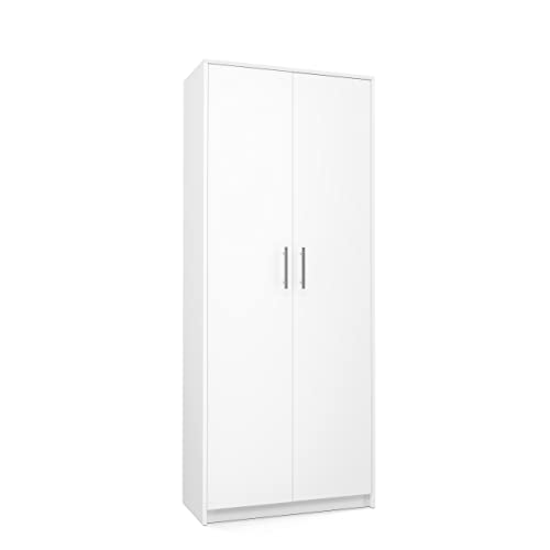 Home Collective Schrank Mehrzweckschrank weiß 74cm Breite 180cm Höhe mit sechs Einlegeböden und Extra-Fach, Aktenschrank Haushaltsschrank Organizer aus MDF Holz von Home Collective