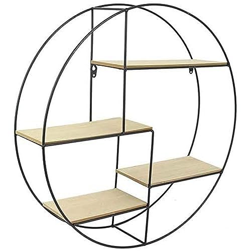 Home Deco Factory HD4406 Regal, Holz, Metall, rund, 50 x 10 x 50 cm, Möbel, zur Aufbewahrung, Ausstellung, MDF, Beige/Schwarz, 80.00 x 12.00 x 80.00 von HOME DECO FACTORY