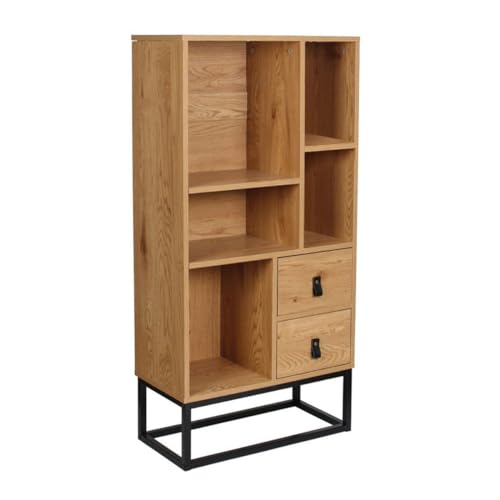 Home Deco Factory HD6625 Abbott Bücherregal, Anrichte, Möbel, Holz und Metall, zur Aufbewahrung, MDF, Natur, Schwarz, 60 x 29 x 120 cm von HOME DECO FACTORY