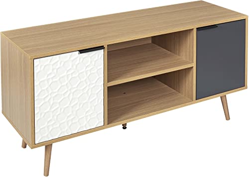 HOME DECO FACTORY HD7145 TV-Möbel, Aufbewahrung, mit Fach, skandinavisch, Grau, Holz – Weiß – Anthrazit, 120x56x39 cm von HOME DECO FACTORY