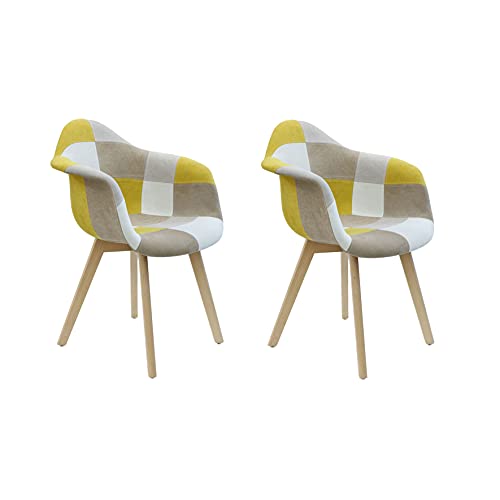 Home Deco Factory Stühle Set mit 2 Sesseln, Beech, Mehrfarbig, 59x64.50x85 cm von HOME DECO FACTORY