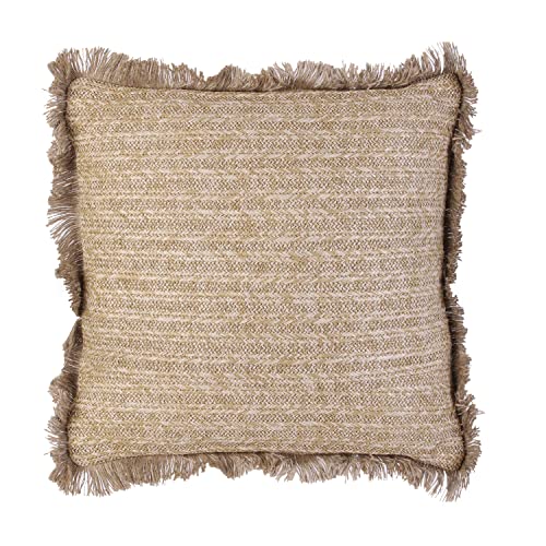 Home Deco Factory TX8598 Kissen, abnehmbare Hülle, Raphia, Natur, 40 x 40 cm, Dekoration, Textil für Innenbereich, Polyester, Beige, goldfarben, 40x40cm von HOME DECO FACTORY