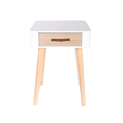 CMP HD3739 MESITA DE Noche Blanca, MDF, Holz, Weiß, One Size von HOME DECO FACTORY