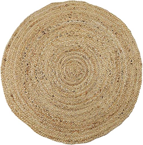 Home Deco Factory Teppich Rund, Jute, 80cm x 80cm x 0.5cm, Beige von HOME DECO FACTORY