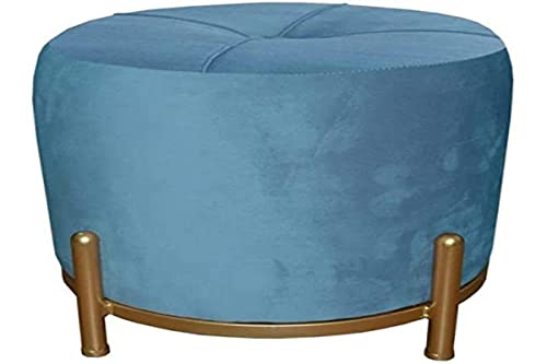 Dkd Fußstütze Home Decor Blau Polyester Metall Gold (38 x 38 x 34 cm) von HOME DECOR