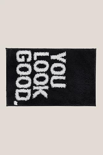 Dkd Home Decor You Look Good Teppich, Mikrofaser, 50 x 80 x 80 cm, Schwarz von Home Decor