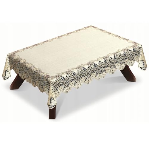 Home Dekorator Tischdeckchen aus Spitzenstoff 100x150 cm | Tischdecke Spitze Vintage in Cremefarben | Frühlingstischdecke für Esszimmer und Wohnzimmer | Tischtuch Rechteckig von Home Dekorator