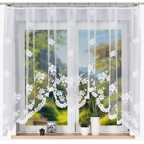 Home Dekorator Vorhänge Wohnzimmer | Küchengardinen Modern 310 x 160 cm | Frühlingsdeko Fenster | Gardine Küchenfenster | Vorhang Weiß Transparent | Vorhänge Weiss (Irena) von Home Dekorator