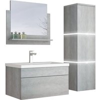 Badmöbel-Set - wangerooge Grau - Large - inkl. Waschbecken und komplettem Zubehör - Breite Waschbecken: 60 cm i Badezimmermöbel Waschtisch von Home Deluxe