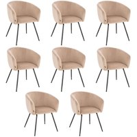 Esszimmerstuhl Samt mit Armlehne aria Farbe: Beige, Menge: 8 Stuhl Polsterstuhl Esszimmerstuhl Esszimmerstühle - Home Deluxe von Home Deluxe