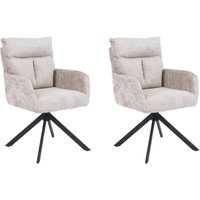 Esszimmerstuhl mit Armlehne aluna Chenille - 2er Set Beige Drehbarer Esszimmerstuhl, Esszimmerstuhl mit Drehfunktion, 360-Grad drehbarer von Home Deluxe