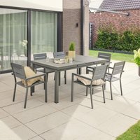 Home Deluxe - Garten-Sitzgruppe calido madera inklusive ausziehbarer Gartentisch & 10 Stühlen Menge 11 tlg. Lounge Gartenmöbel Gartenmöbel Kunststoff von Home Deluxe