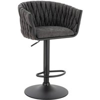 HOME DELUXE Barhocker SAMIR – Dunkelgrau, gewebt, höhenverstellbar (2er Set) Moderner Tresenhocker mit Stoffbezug & Fußstütze Barhocker von Home Deluxe