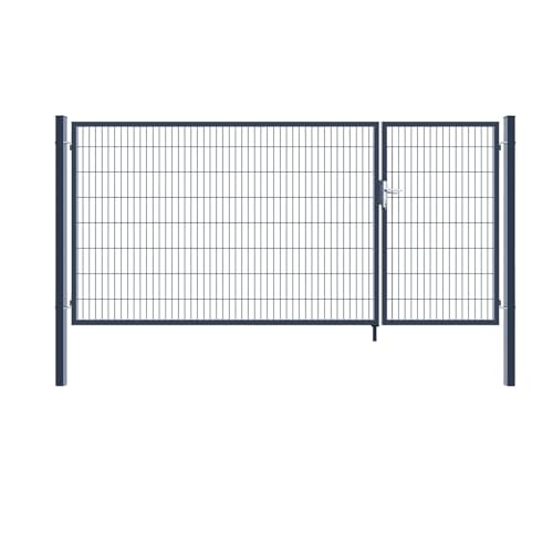 HOME DELUXE - Doppelflügel Gartentor ADITUS - Anthrazit, 160 x 350 cm - inkl. Griff, Schloss, Schlüsseln und Bodenverriegelung I Gartenpforte Einfahrtstor Hoftür von Home Deluxe