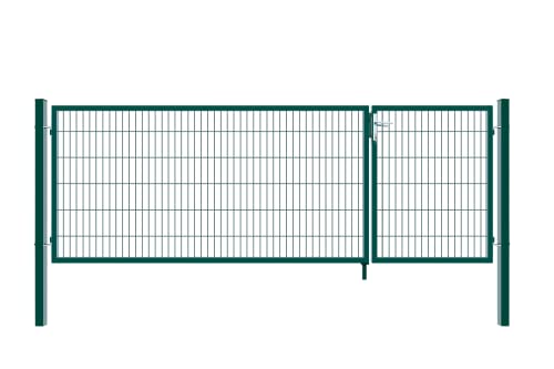 HOME DELUXE - Doppelflügel Gartentor ADITUS - Grün, 160 x 350 cm - inkl. Griff, Schloss, Schlüsseln und Bodenverriegelung I Gartenpforte Einfahrtstor Hoftür von Home Deluxe
