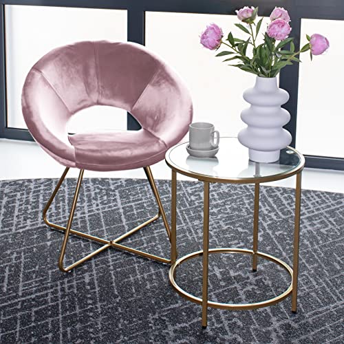 Home Deluxe - Esszimmerstühle Samt SELESA inkl. Tisch MASEI - Farbe: Rosa, Bezug: Samtstoff, Gestell: Gold, pulverbeschichtet, max. 120 kg I Rundsessel, Küchenstuhl Polsterstuhl von Home Deluxe