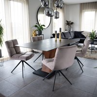 Esszimmerstuhl drehbar 2er Set NODA – Samt Hellbraun von Home Deluxe
