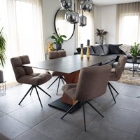 Esszimmerstuhl drehbar 2er Set NODA – Webstoff Grau / Braun von Home Deluxe