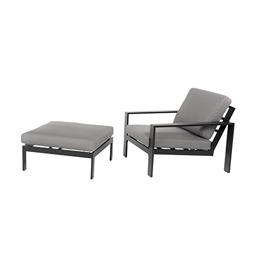 Home Deluxe - Gartenmöbel Set - Rio - Schwarz, Größe S - bestehend aus 1x Hocker, 1x Sessel - inkl. Kissen I Gartensitzgruppe Gartenlounge Balkonmöbel von Home Deluxe