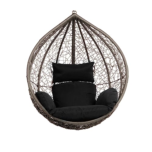 HOME DELUXE - Hängesessel Cielo - Schwarz, nur Korb - inkl. Sitz- und Rückenkissen I Polyrattan Hängestuhl Gartenschaukel Hängekorb von Home Deluxe