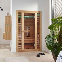 HOME DELUXE Infrarotsauna »Redsun M Deluxe Plus«, für 2 Pers., Fronteinstieg, Vollspektrumstrahler - beige von Home Deluxe