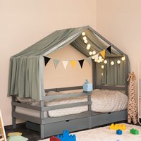 HOME DELUXE Kinderbett WOLKENLAND mit Schubladen – 90 x 200 cm Grau von Home Deluxe