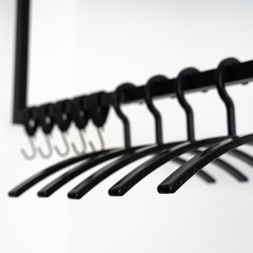 HOME DELUXE - Kleiderbügel Rack - 10er Set, Schwarz, 47 x 2 x 18 cm, Kunststoff mit Samtstoff bezogen I Kleiderbügel-Set Garderobenhaken Kleideraufhänger von Home Deluxe