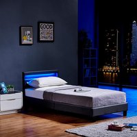 LED Bett ASTRO 90 x 200 Dunkelgrau von Home Deluxe