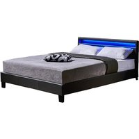HOME DELUXE - LED Bett Astro - Dunkelgrau, 140 x 200 cm - Inkl. Lattenrost I Polsterbett Design Bett inkl. Beleuchtung LED Polsterbett Bett von Home Deluxe