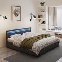 HOME DELUXE - LED Bett NUBE - Schwarz, 270 x 200 cm - inkl. Matratze Familienbett Bett LED-Bett Bett-Inklusive-Schubladen von Home Deluxe