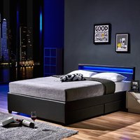 HOME DELUXE LED Bett NUBE mit Schubladen 140 x 200 Dunkelgrau von Home Deluxe
