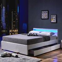 HOME DELUXE LED Bett NUBE mit Schubladen 140 x 200 Weiß von Home Deluxe