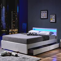 HOME DELUXE LED Bett NUBE mit Schubladen 180 x 200 Weiß von Home Deluxe