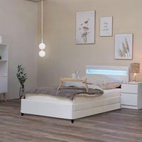 HOME DELUXE LED Bett NUBE mit Schubladen - 90 x 200 cm Weiß von Home Deluxe