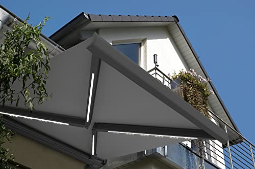 HOME DELUXE - LED Vollkassettenmarkise ELOS - Anthrazit, 500 x 300 cm - inkl. Wind- und Sonnensensor, Fernbedienung, Handkurbel, Montagematerial I Terrassenüberdachung Sonnenschutz Windschutz von Home Deluxe