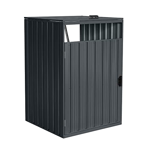 HOME DELUXE - Mülltonnenbox CUBO - Platz für 1 x 240 Liter Mülltonnen, Farbe: Anthrazit, Witterungsbeständig inklusive Schloss und Schlüssel I Mülltonnenbox Gartenbox von Home Deluxe