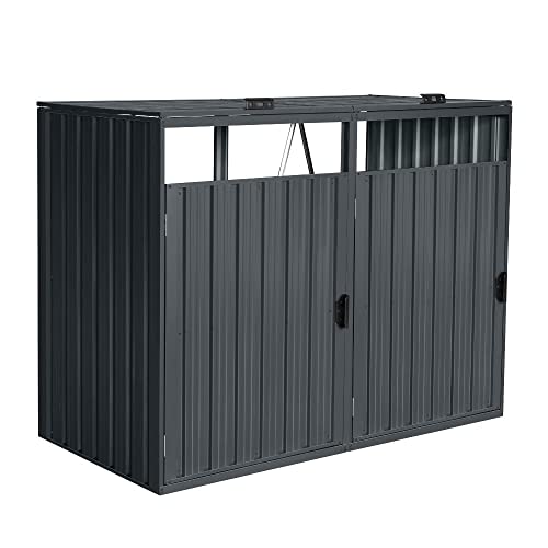 Home Deluxe - Mülltonnenbox CUBO - Platz für 2 x 240 Liter Mülltonnen, Farbe: Anthrazit, Witterungsbeständig inklusive Schloss und Schlüssel I Mülltonnenbox Gartenbox von Home Deluxe