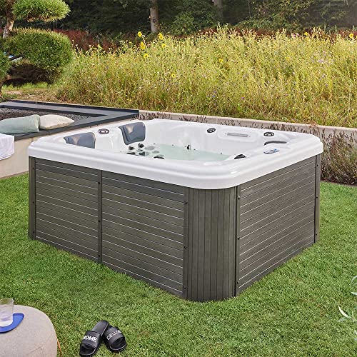 HOME DELUXE - Outdoor Whirlpool - Beach Pure - Maße: 210 x 155 x 83 cm - Inkl. Heizung, 51 Massagedüsen und 24 Lichtquellen I Außen Whirlpool für 3 Personen von Home Deluxe