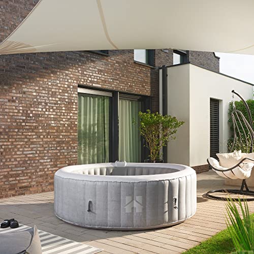 HOME DELUXE - Outdoor Whirlpool - Splash - Farbe: Beton - ⌀ 208 cm, Höhe 65 cm, 130 Luftdüsen - inkl. Abdeckung, Reparaturset, Filterset | Außen Whirlpool Spa für 6 Personen von Home Deluxe