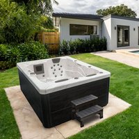 HOME DELUXE Outdoor Whirlpool WHITE MARBLE inkl. Treppe und Thermoabdeckung von Home Deluxe