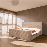 Polsterbett VELARA inkl. Matratze und Topper 180 x 200 cm - Beige Polsterbett VELARA inkl. Matratze und Topper 180 x 200 cm - Beige von Home Deluxe