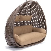 Polyrattan Hängesessel twin Farbe: Braun, Ausstattung: Korb und Kissen Poly Rattan Hängesessel Hängekorb - Home Deluxe von Home Deluxe