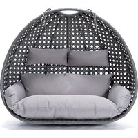 Polyrattan Hängesessel TWIN grau - Korb + Kissen von Home Deluxe